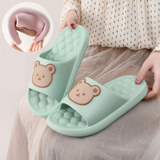 Bear Home Shoes Sole Bubble Design Massage Slippers Soft Bathroom Slippers